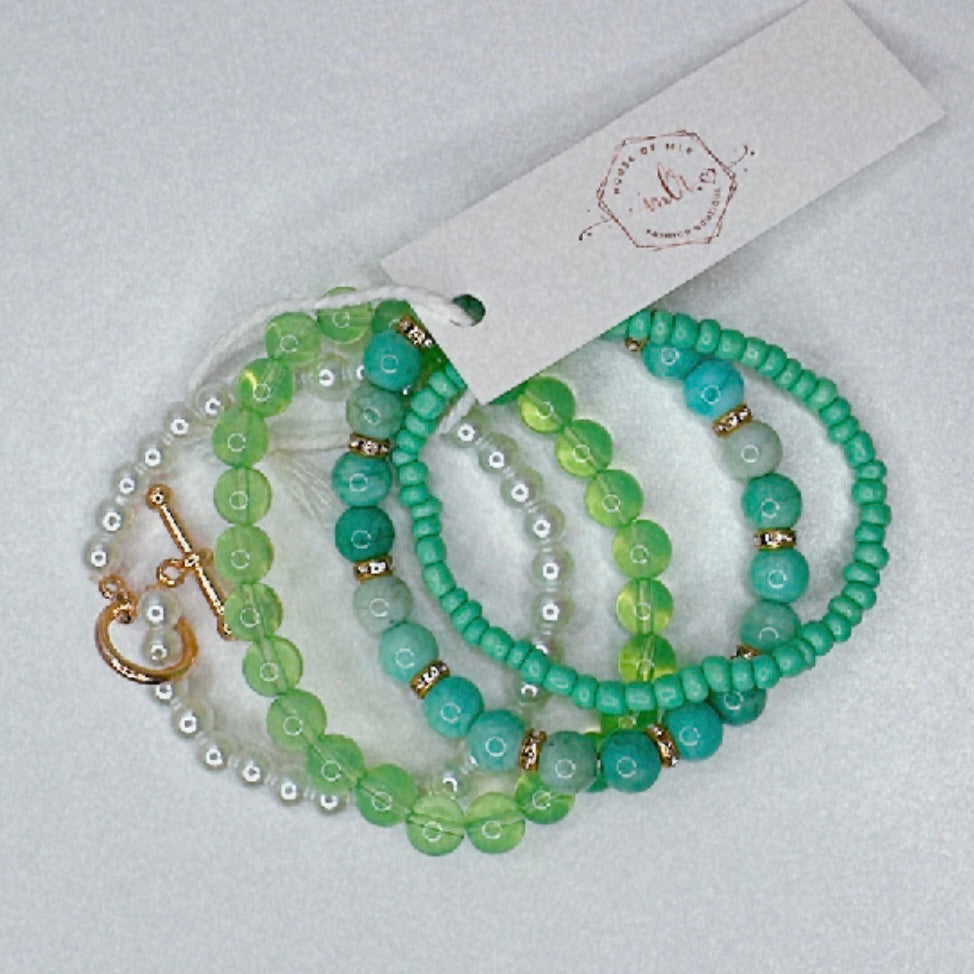 "Summer" Teal and Gold Bracelet