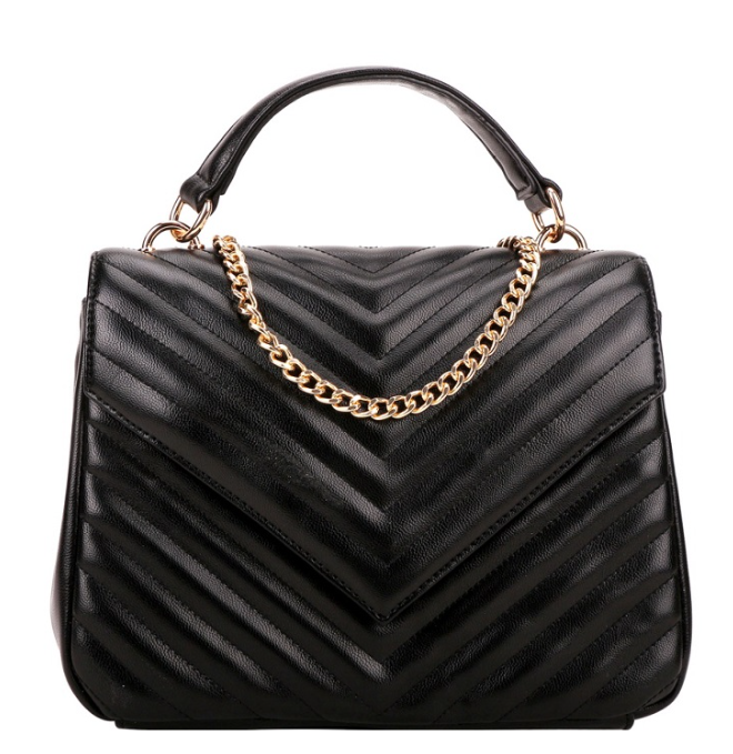 "Glamour Girl" Top Handle Satchel-Black