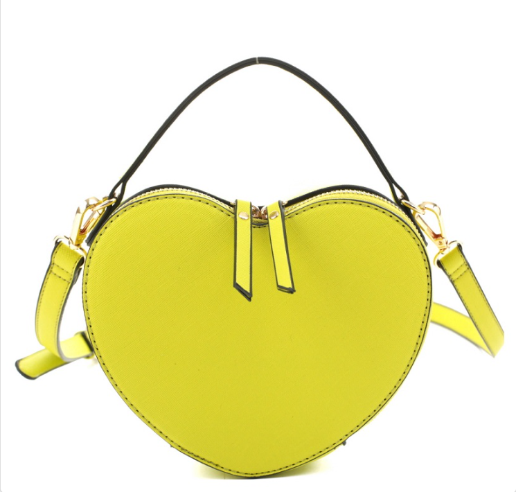"Mi Amor" Heart Shoulder Bag- Neon Yellow