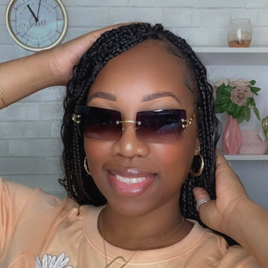 "Trip to Tulum" Rimless Sunglasses- Black