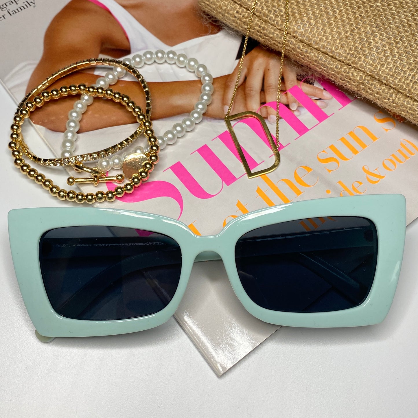 "Jolie" Cat Eye Sunglasses- Light Blue