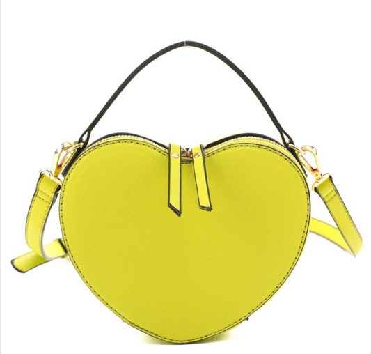 "Mi Amor" Heart Shoulder Bag- Neon Yellow